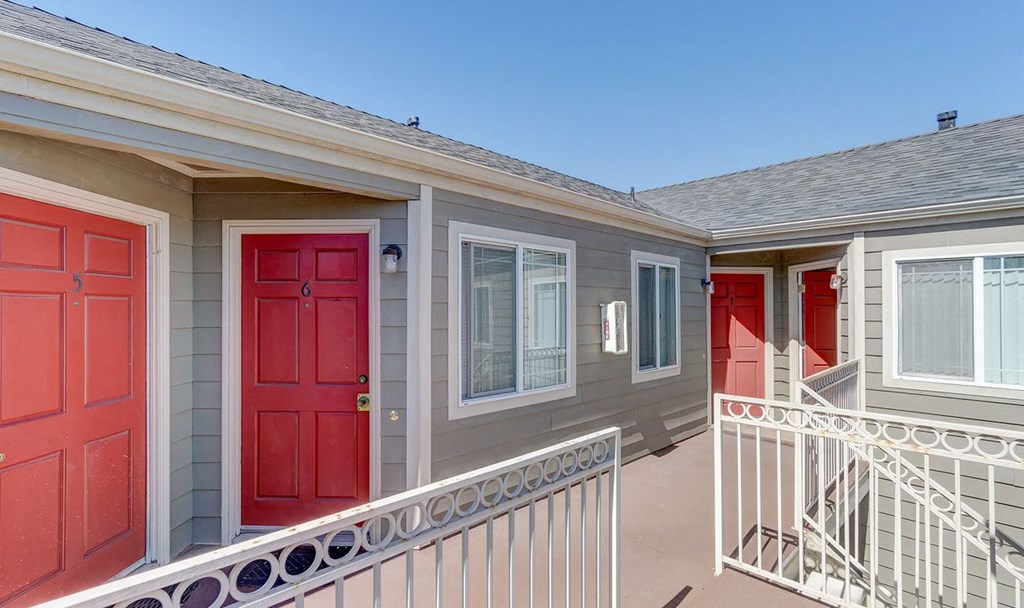 Second floor apartments at Dubuque Apartments in Oceanside, CA.
