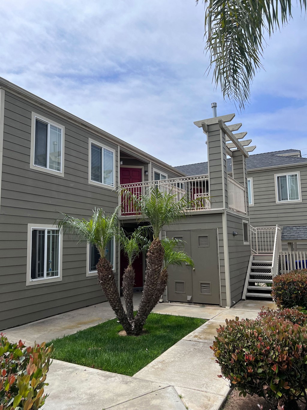View of back courtyard at Dubuque Apartments.