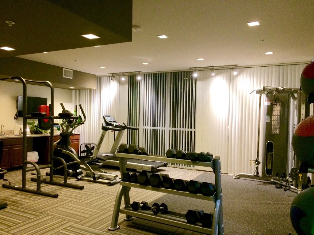 Well equiped fitness center at 12th Street Lofts in National City, California.
