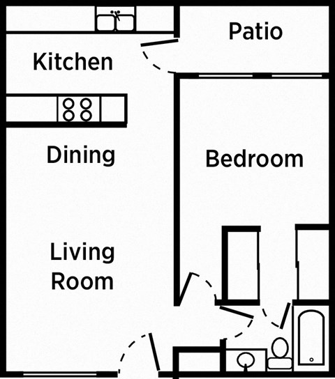 a floor plan of a small house with a kitchen and a living room