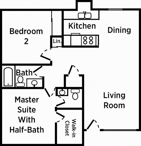 a floor plan of a house with a bathroom and a kitchen