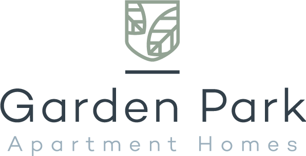 A logo with the words Garden Park Apartment Homes.