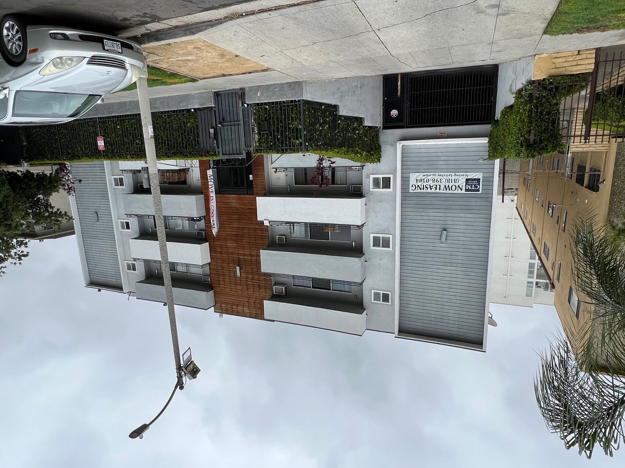 Street enterance to gated garage at The Carlton Apartments in HollyWood, California.