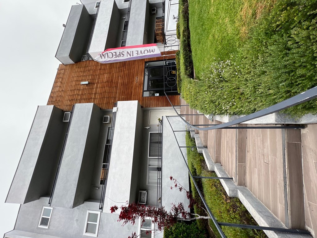 Front steps to The Carlton Apartments in Hollywood, California.