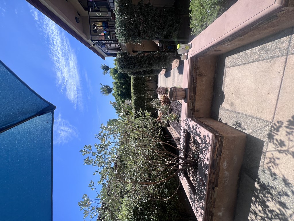 Peaceful courtyard at the Herman Avenue Apartments in the North Park area of San Diego, California.