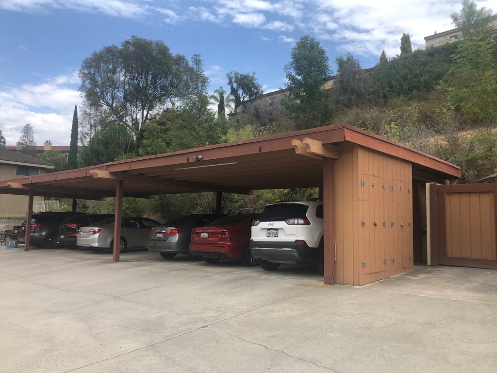 La Costa Seashore Apartments carports withstorage space.