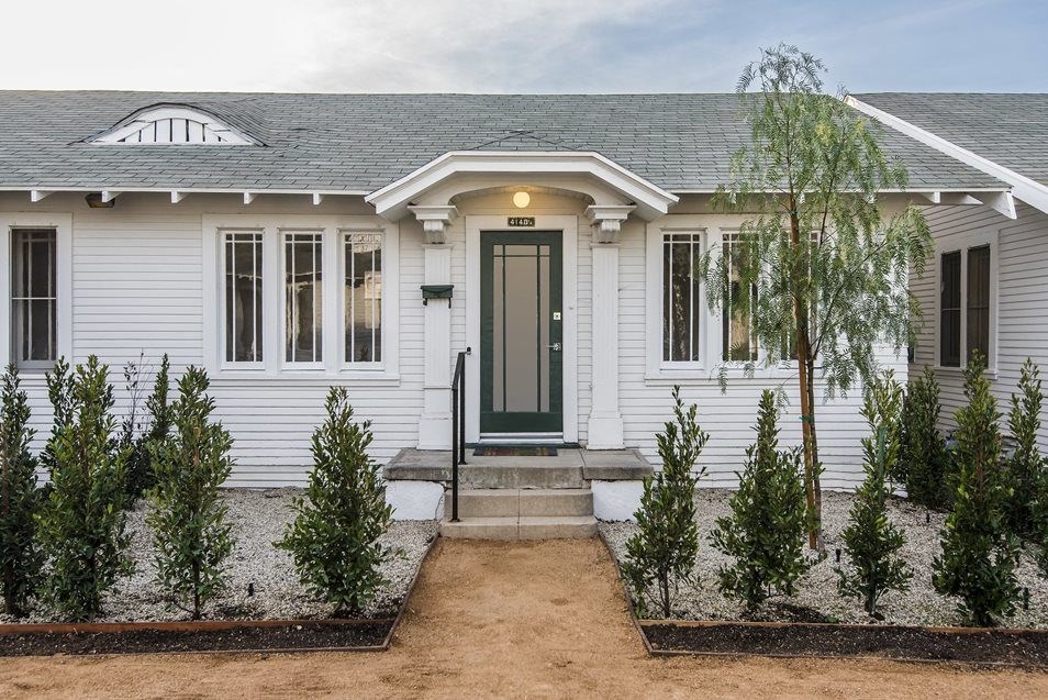 Front entry of cute one-bedroom apartment home at 4141 Normal Avenue in Los Angeles, California.