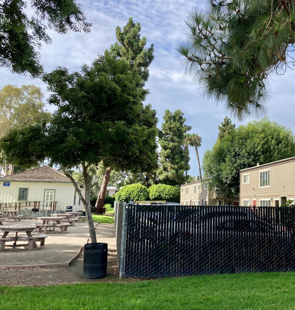 La Colonia Park picnic area just outside of Solana Park Apartments in Solana Beach, California.