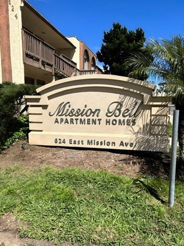 Mission Bell Apartments monument in Escondido.