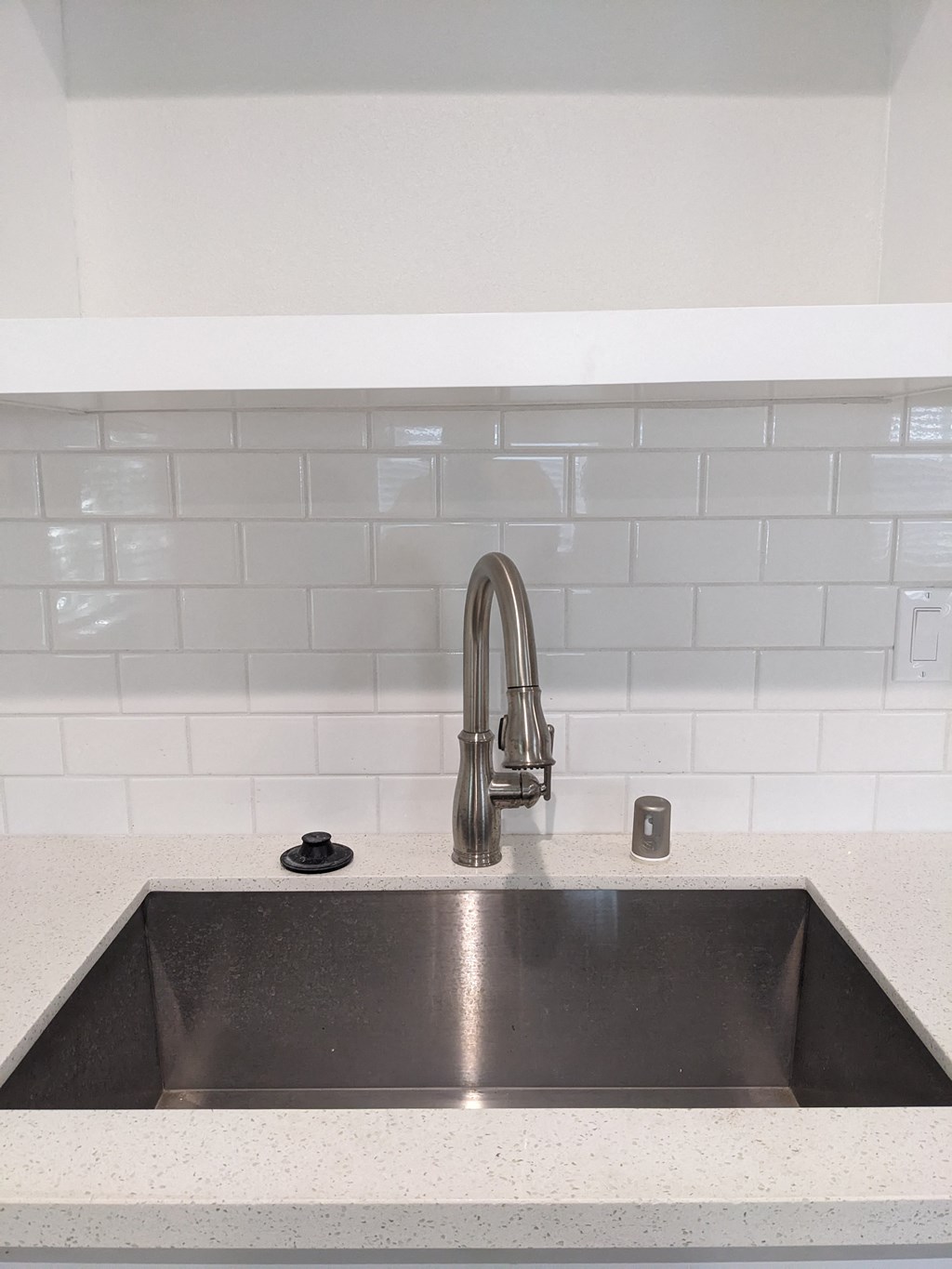 Kitchen sink and backsplash at The Hardison Apartments in Pasadena, California.