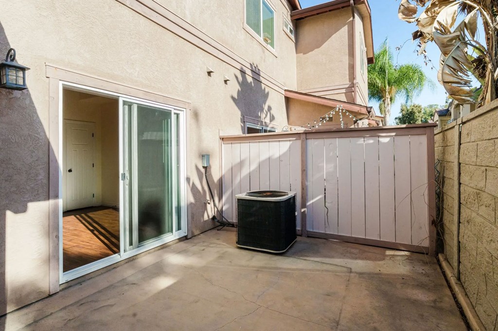 Private porch at The Nines Townhomes in Escondido, California.