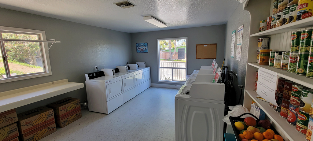 Laundry room at Sierra Heights Apartments.