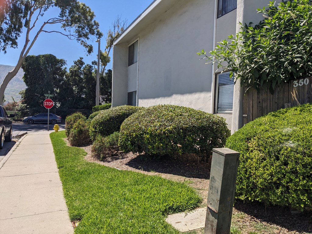 Meticulous landscaping at Steckel Apartments in Santa Paula, California.