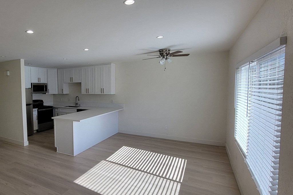 Enterance view of front room in unit 17 at The Willows at Washington in El Cajon, California.