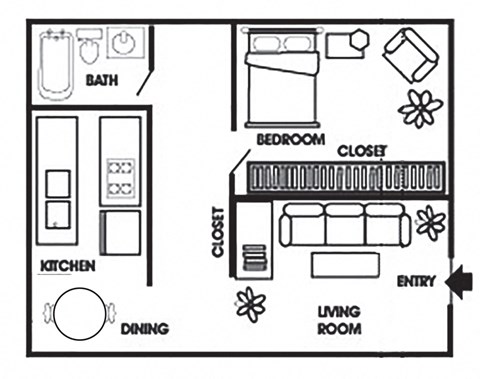 a floor plan of a house with a kitchen and a living room
