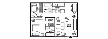 a floor plan of a house with a kitchen and living room