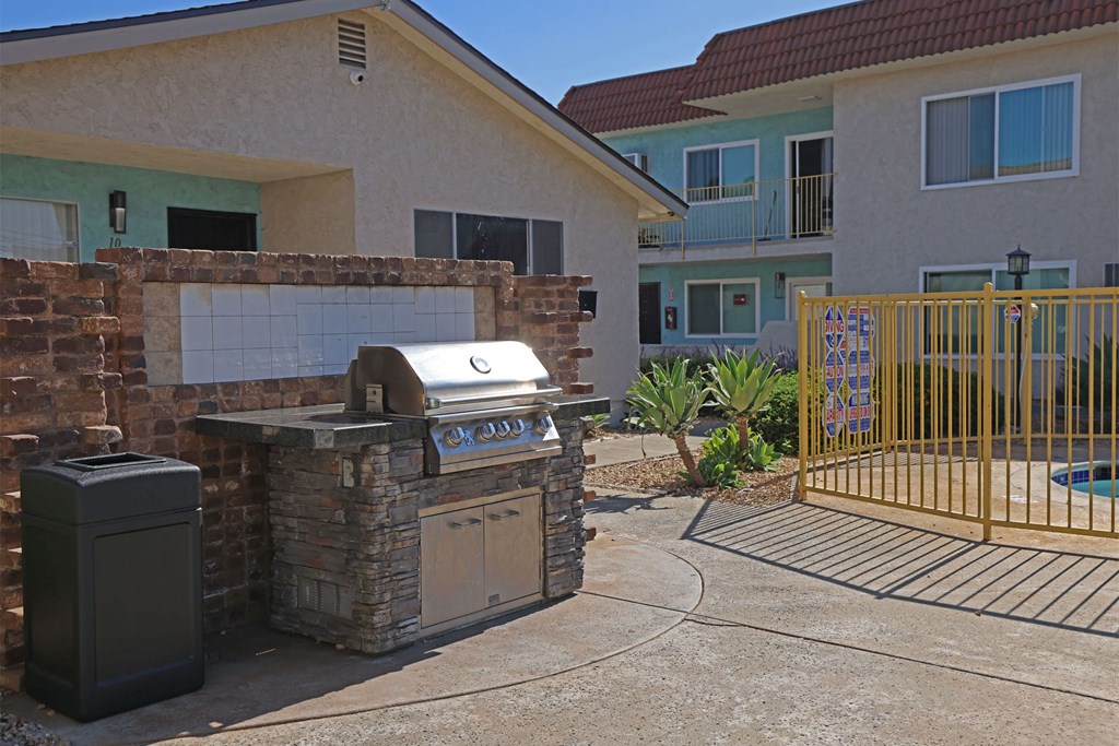 Barbecue area at The Willows at Washington Apartments in El Cajon, California.