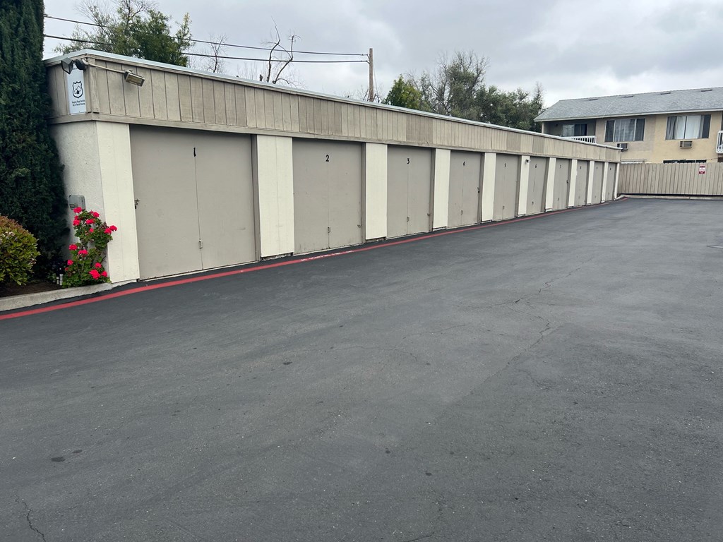 Garages at IKARIA Apartments in Santee, California.