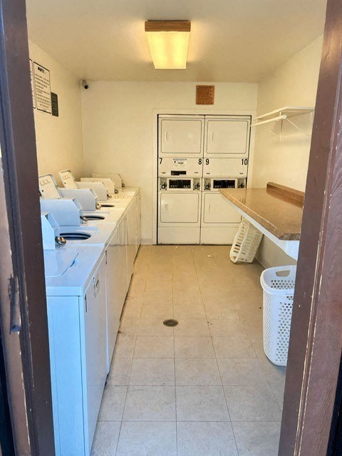 Laundry room at Mission Bell Apartments.