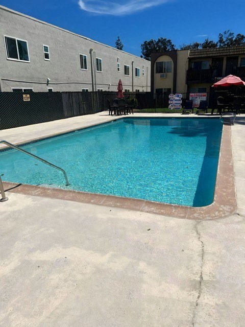Swimming pool at Mission Bell Apartments of Escondido, California.