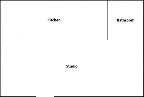 a diagram of a kitchen with the names of the kitchen sink and bathroom