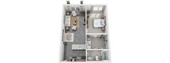 1 bedroom 1 bath architecture drawing of Lasley floor plan