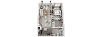 1 bedroom 1 bath architecture drawing of Mebane floor plan