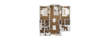 A floor plan of a house with a kitchen, living room, and bathroom.