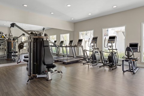 a room filled with lots of cardio equipment and exercise machines