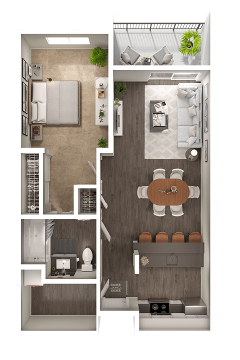 a floor plan of a 1 bedroom apartment
