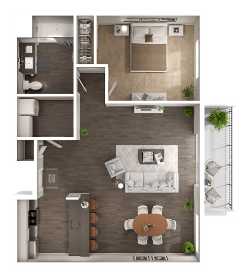 a floor plan of a 1 bedroom apartment