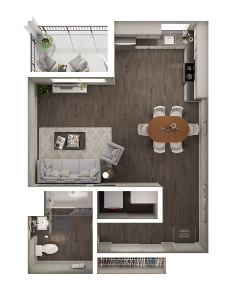 a floor plan of a 1 bedroom apartment