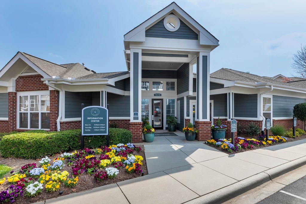 a building with a sign in front of it