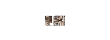a 3D floorplan of a two bedroom floorplan