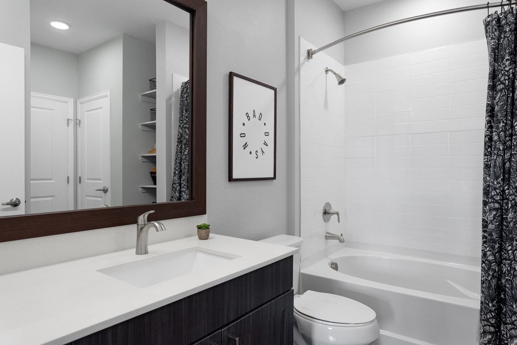 the preserve at ballantyne commons bathroom with sink toilet and shower