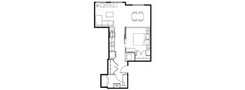 A black and white image of a floor plan of a house.