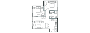 A black and white image of a floor plan for a house.