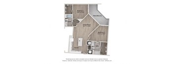 a floor plan of a studio apartment with a bedroom and a living room