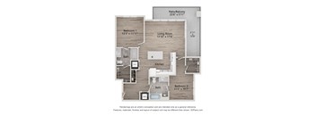 a floor plan of a studio apartment with a bedroom and a living room
