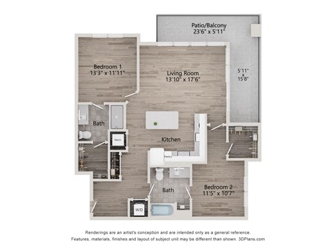a floor plan of a studio apartment with a bedroom and a living room