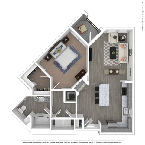 A1D One Bed One Bath Floor Plan at Integra Sunrise Parc, Kissimmee