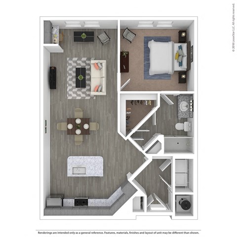 A1E One Bed One Bath Floor Plan at Integra Sunrise Parc, Florida