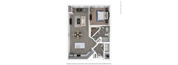 A1F One Bed One Bath Floor Plan at Integra Sunrise Parc, Florida, 34746