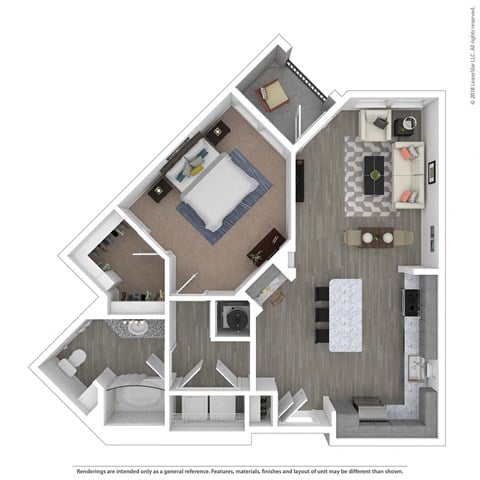 A1G One Bed One Bath Floor Plan at Integra Sunrise Parc, Kissimmee, FL, 34746