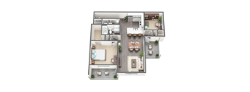 a bedroom floor plan of a 2100 sq ft apartment