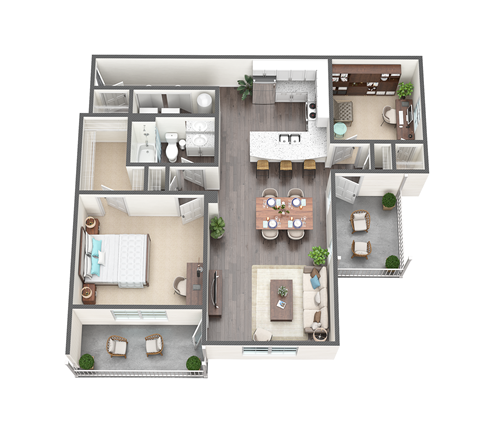 a bedroom floor plan of a 2100 sq ft apartment