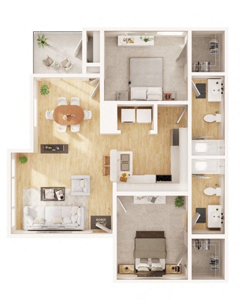 a bedroom with a bed and a chair in a room