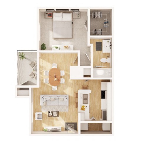 a floor plan of a house with a wooden floor