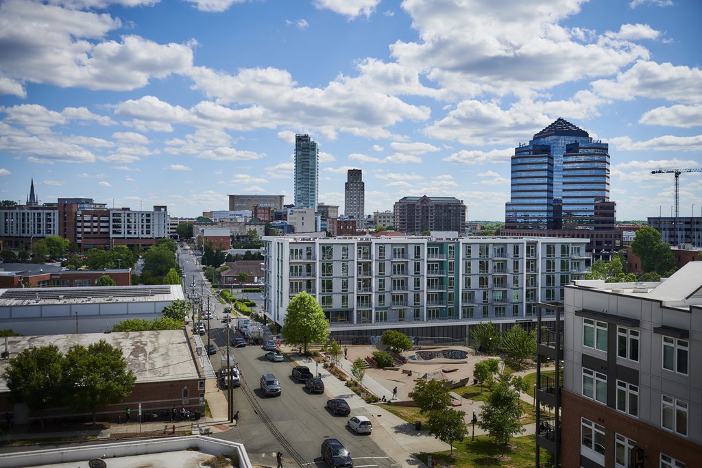 a view of the city from a roof top