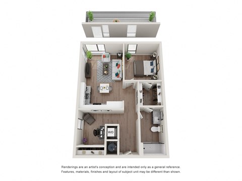 a floor plan of a 1 bedroom apartment